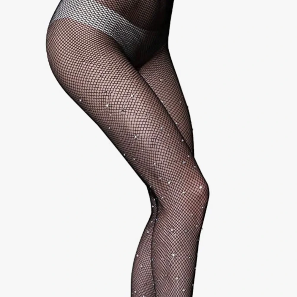 NWT Women's Sparkle Rhinestone Fishnets Sexy Tights High Waist Stockings